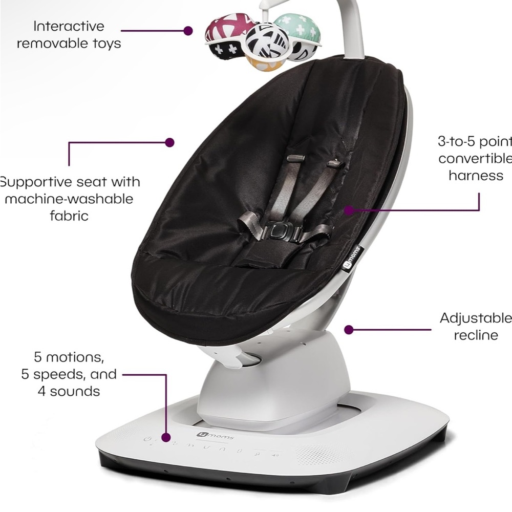 4moms MamaRoo Multi-Motion Baby Swing, Bluetooth Enabled with 5 Unique Motions